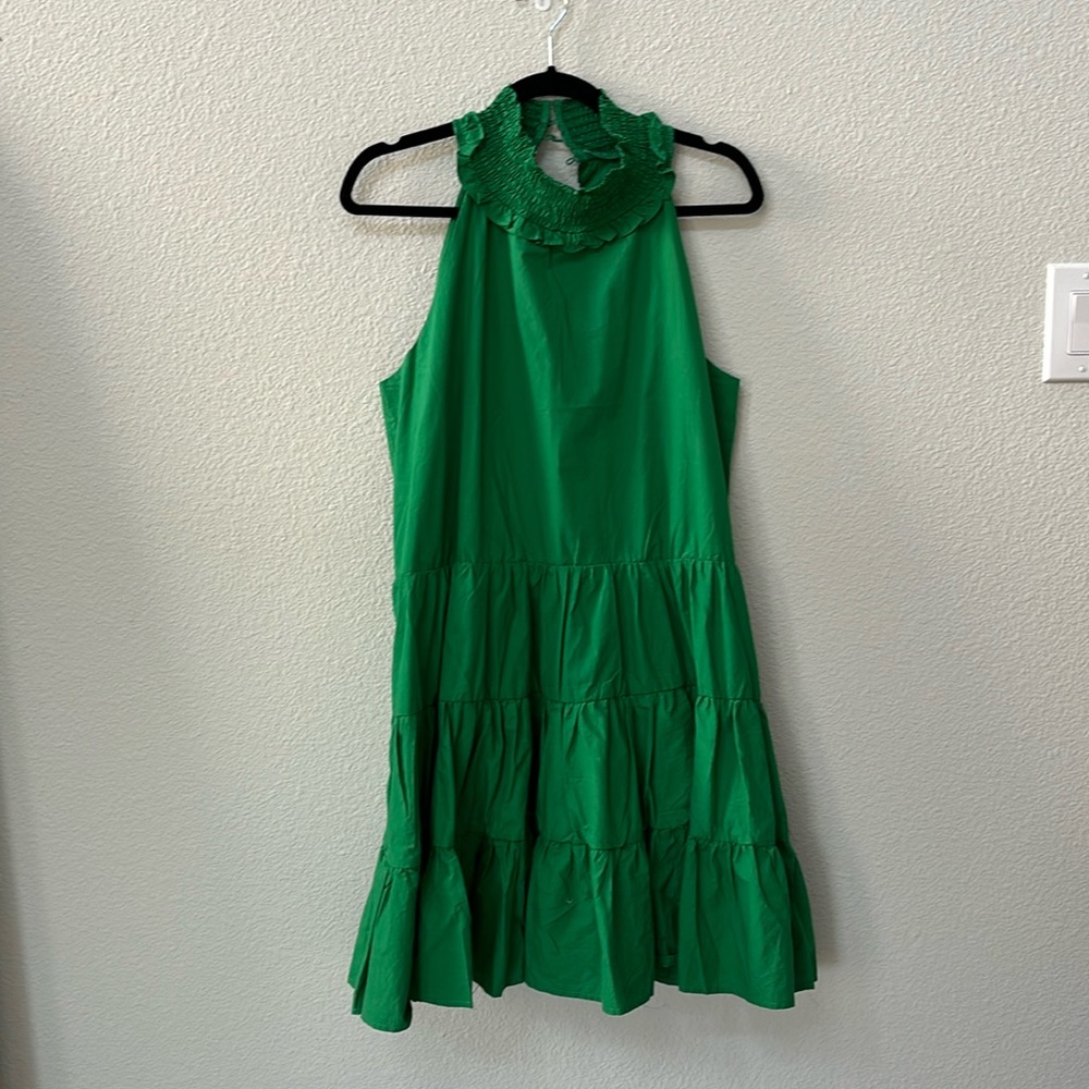 Molly Smocked Neck Green Dress